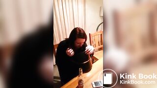 Drunken girl spews