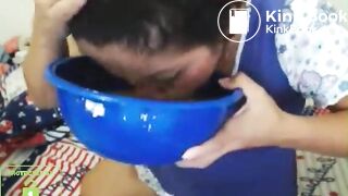 cute skype whore drinks puke and blows bubbles 2