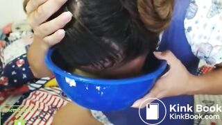 cute skype whore drinks puke and blows bubbles 2