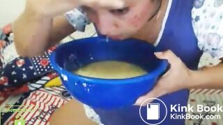 cute skype whore drinks puke and blows bubbles 2