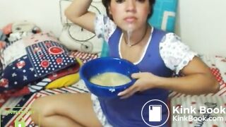 cute skype whore drinks puke and blows bubbles 2