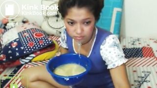 cute skype whore drinks puke and blows bubbles 2