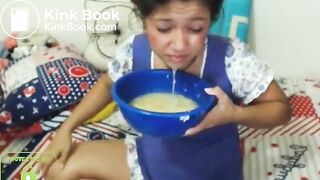 cute skype whore drinks puke and blows bubbles 2