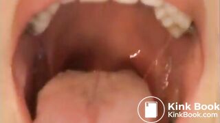 Close up of mouth and gagging