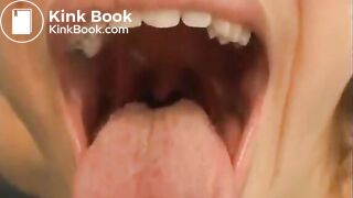 Close up of mouth and gagging