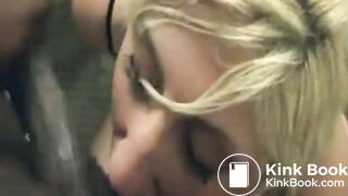 hooker puks and blushes on a black dick