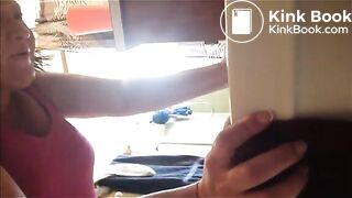 Girl puking into the toilet