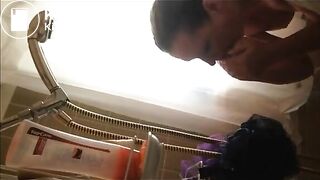 Girl puking in the shower