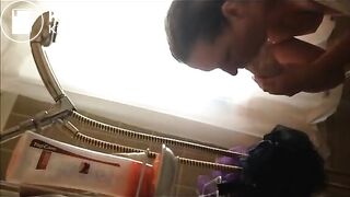 Girl puking in the shower