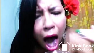 colombian girl gagging and puke