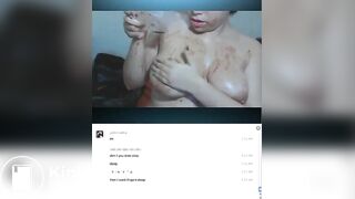 Latin slut vomits and slaps herself