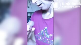 All over her face and shirt