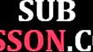 Sub ballgagged babe whipped and fucked in BDSM 3some