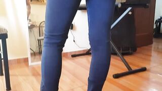 Teen in jeans Gets Huge Cumshot after College