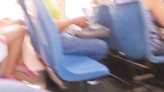 I pull up my dress and show my pussy on the bus