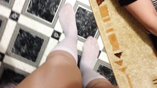 Slave Kiss and Lick Feet Schoolgirl FEMDOME Knee Socks Foot Fetish