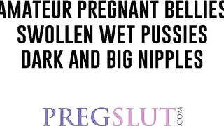 A slutty pregnant brunette woman sucks thick black cock and takes it in her vagina