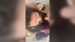 Armature mixed girl giving head to white male