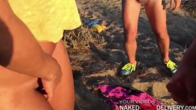 Horny Gangbang with Strangers at the Beach