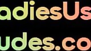 LADIES USE DUDES - Dom babes strapon pegging male with lingerie fetish in group