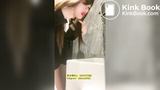 Beautiful college student taking selfies throwing up