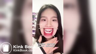 Beautiful college student taking selfies throwing up