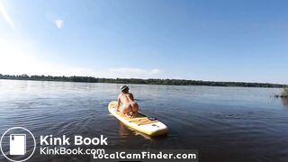 Blonde MILF Plays with Dildo and Gives Blowjob on a SUP Board