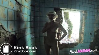 Blonde MILF's Public BDSM Solo in Abandoned Building