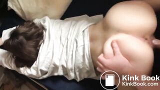 Bent Over Brunette Babe in Bondage Gets Cumshot