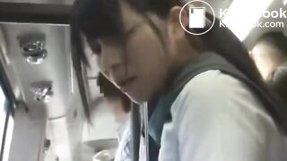 Naughty Japan Schoolgirls - Groped & wet in bus