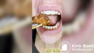 lick gril spit and tongue and vore