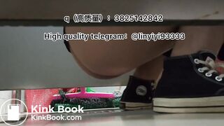 Beautiful girl poops in the toilet