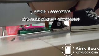 Beautiful girl poops in the toilet