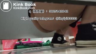 Beautiful girl poops in the toilet