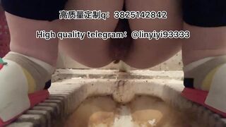 Beautiful girl poops in the toilet 4