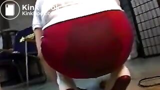 Japanese Bloomers - Enema in her red bloomers