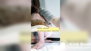 Beautiful girl poops in the toilet 37