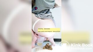 Beautiful girl poops in the toilet 37