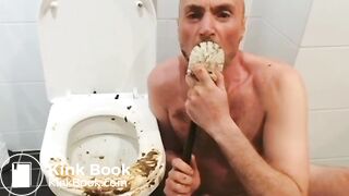 scat pig faggot eating shit from the toilet