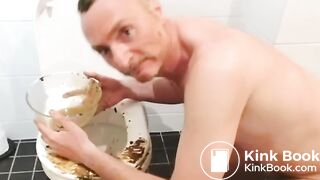 scat pig faggot eating shit from the toilet