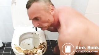 scat pig faggot eating shit from the toilet