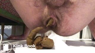 Man with hairy ass shitting for his boyfriend