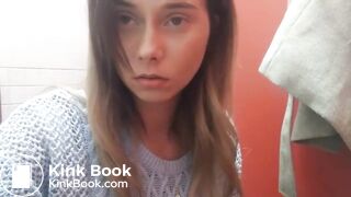 Beautiful girl shows her big hole and her product