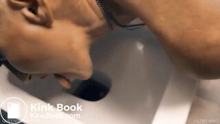 Dirty milf licking toilet