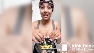 Kapri Styles ebony scat into a chip bag