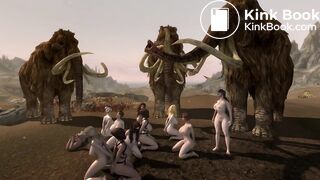 Mammoths snack on women (vore)