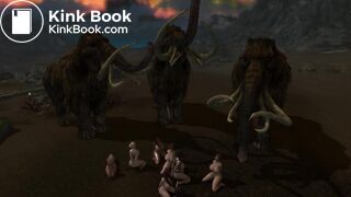 Mammoths snack on women (vore)