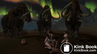 Mammoths snack on women (vore)