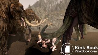 Mammoths snack on women (vore)