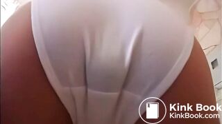 Poop in new white cotton panties